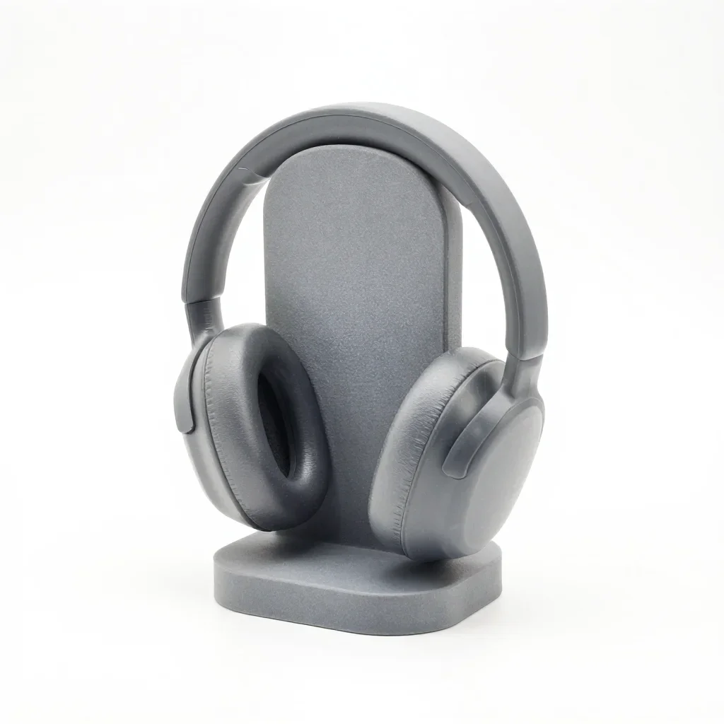 Stackable headphone stand isolated on a white background