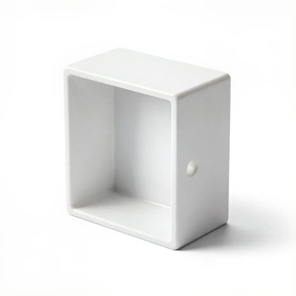 Wall-mounted snap-fit enclosure isolated on a white background