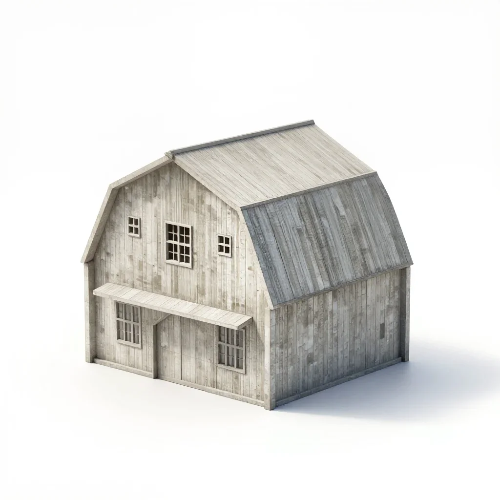 Art Deco barn isolated on a white background