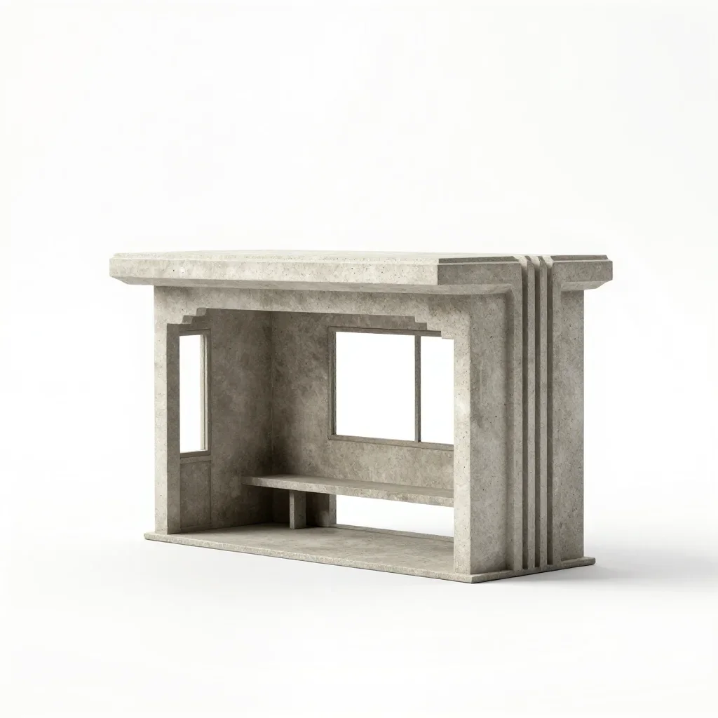 Art Deco bus shelter isolated on a white background