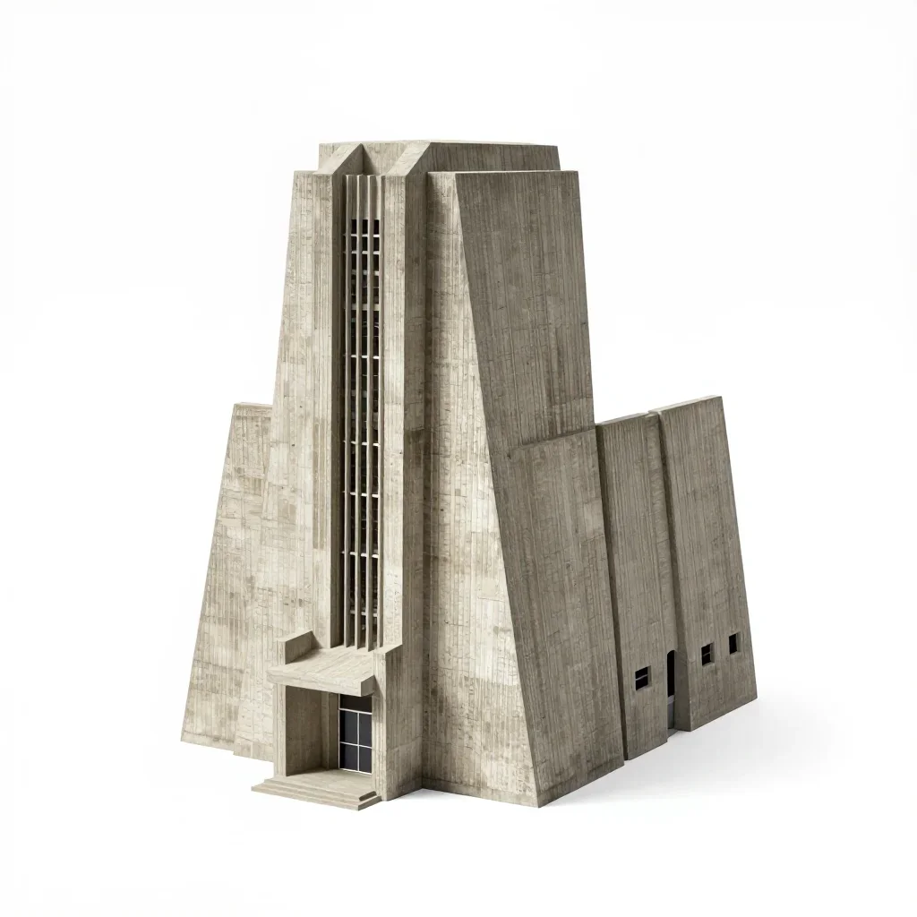 Art Deco church isolated on a white background