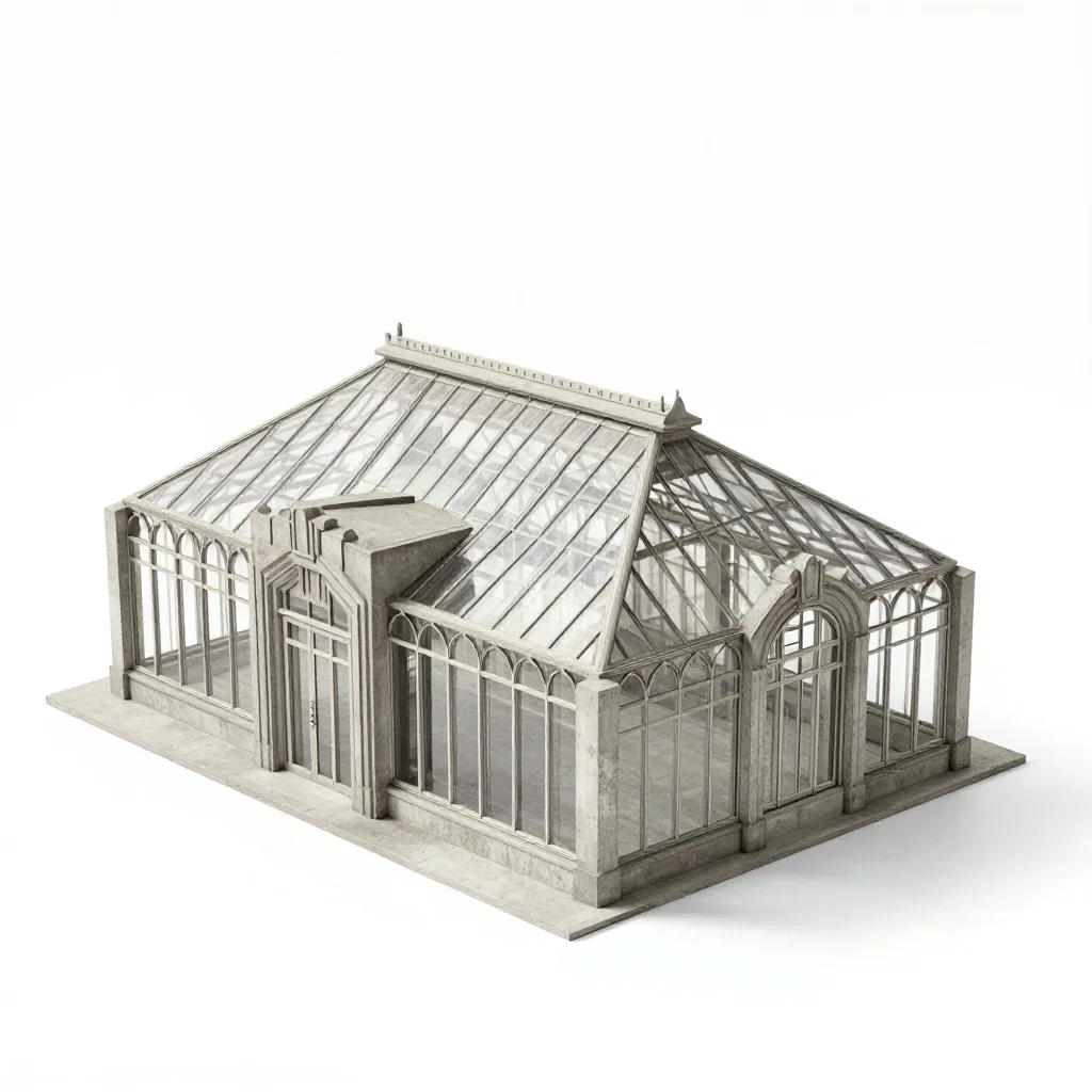Art Deco greenhouse isolated on a white background