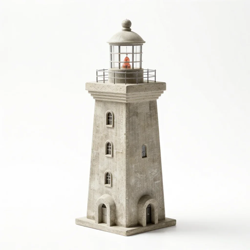 Art Deco lighthouse isolated on a white background