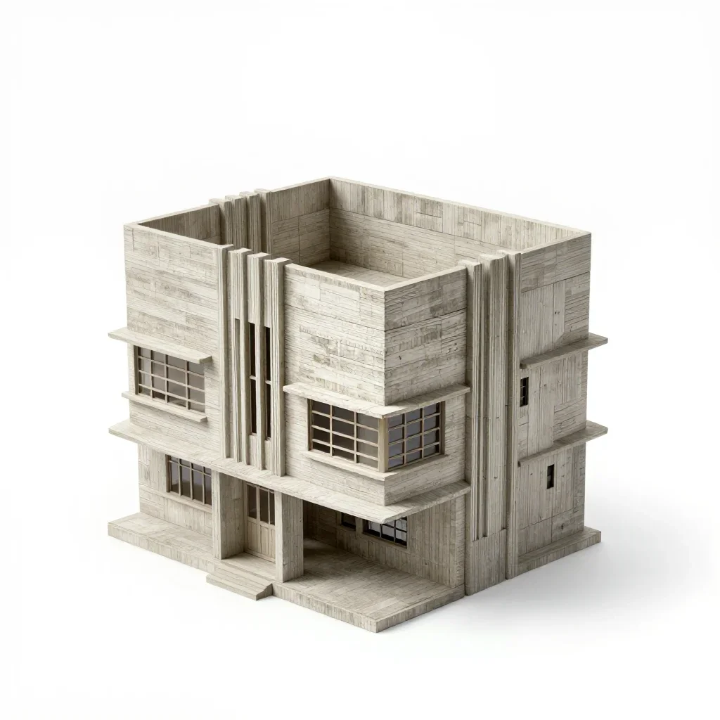 Art Deco townhouse isolated on a white background