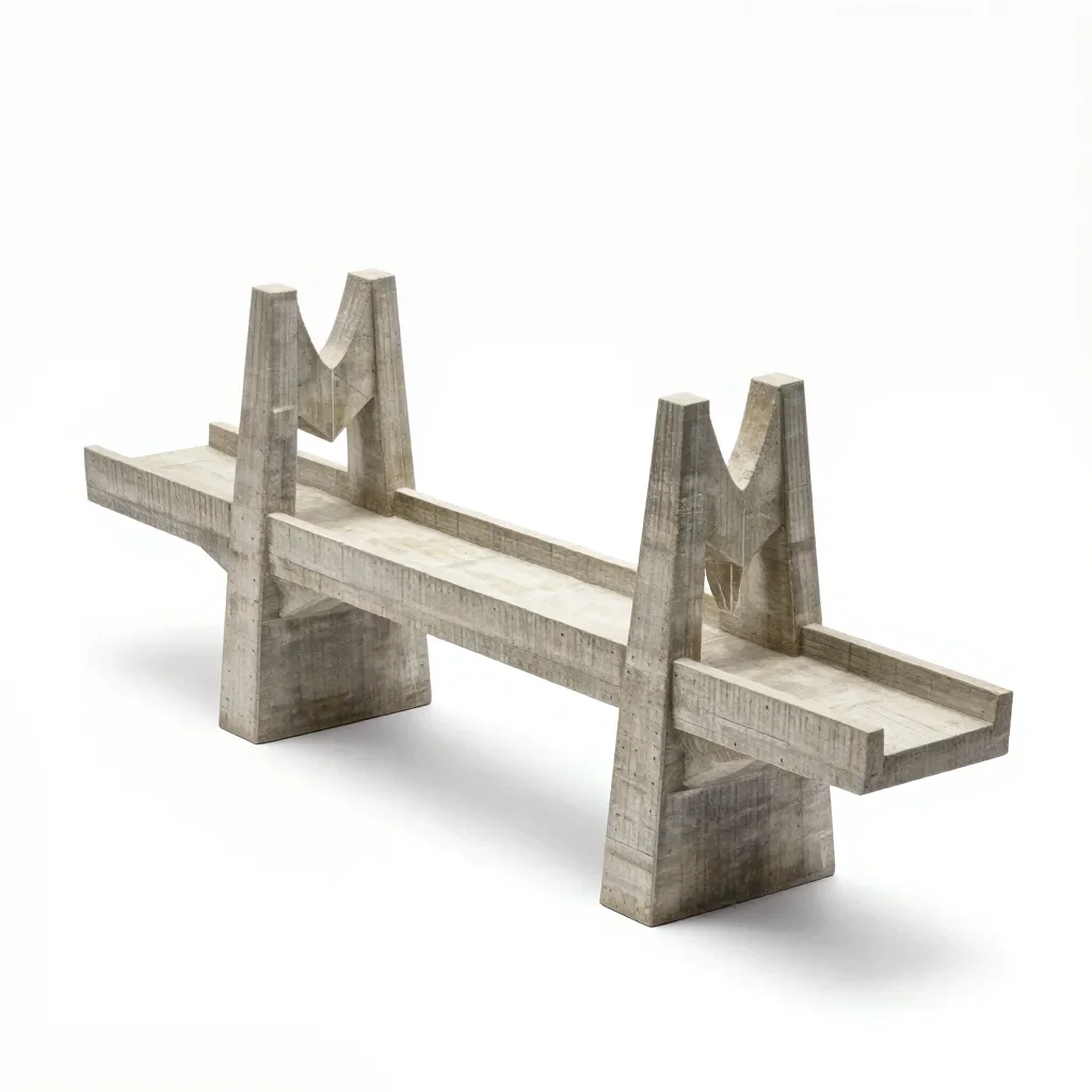 Brutalist bridge isolated on a white background