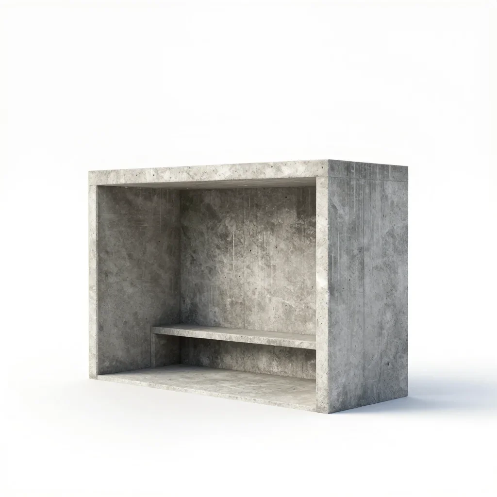 Brutalist bus shelter isolated on a white background