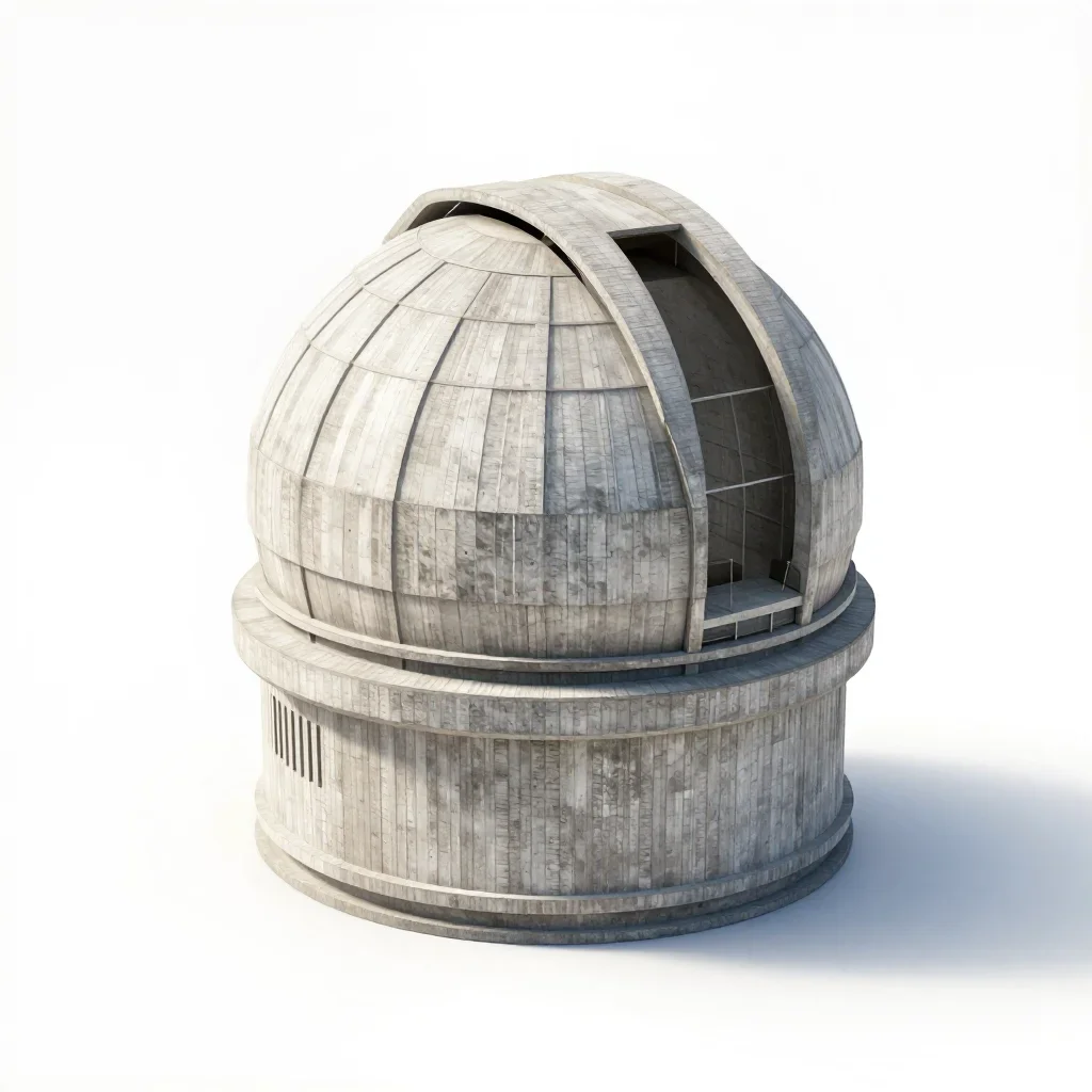 Brutalist observatory isolated on a white background