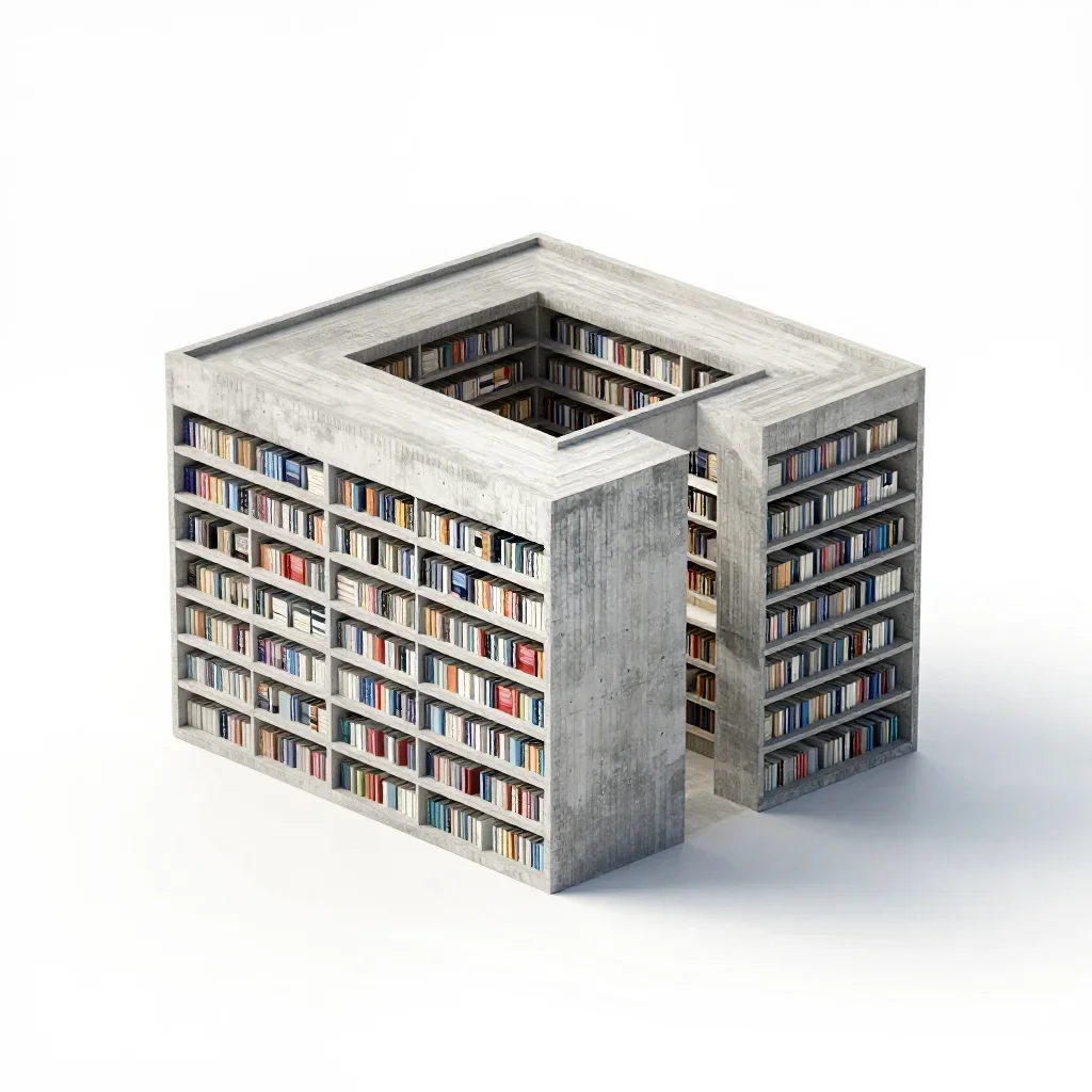 Futuristic library isolated on a white background