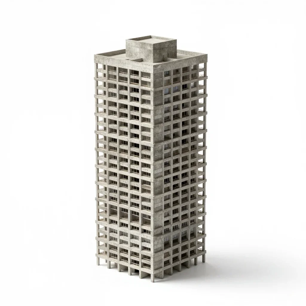 Futuristic tower block isolated on a white background