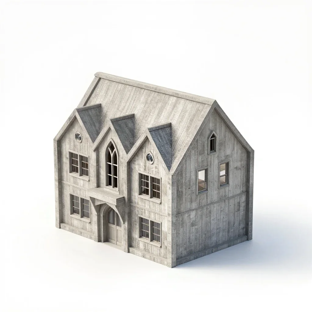 Gothic revival boathouse isolated on a white background