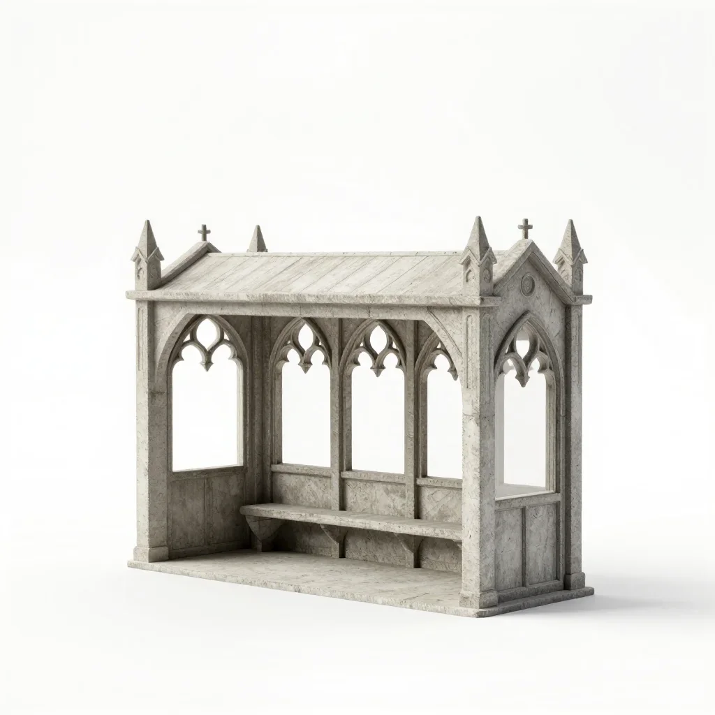 Gothic revival bus shelter isolated on a white background