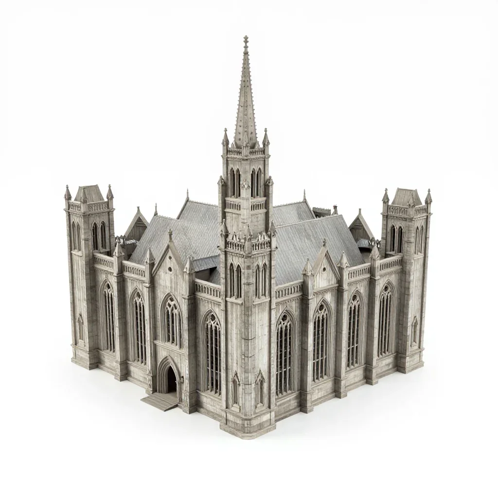 Gothic revival museum isolated on a white background