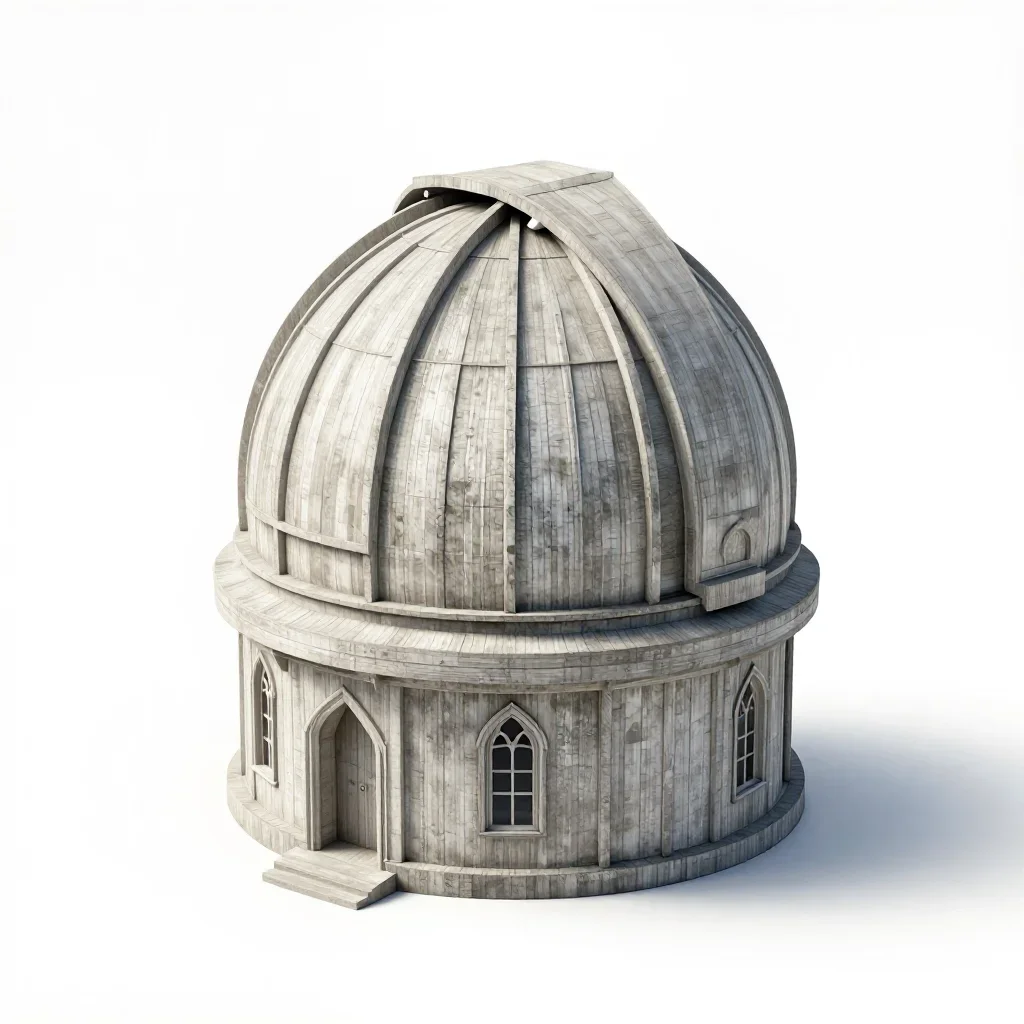 Gothic revival observatory isolated on a white background