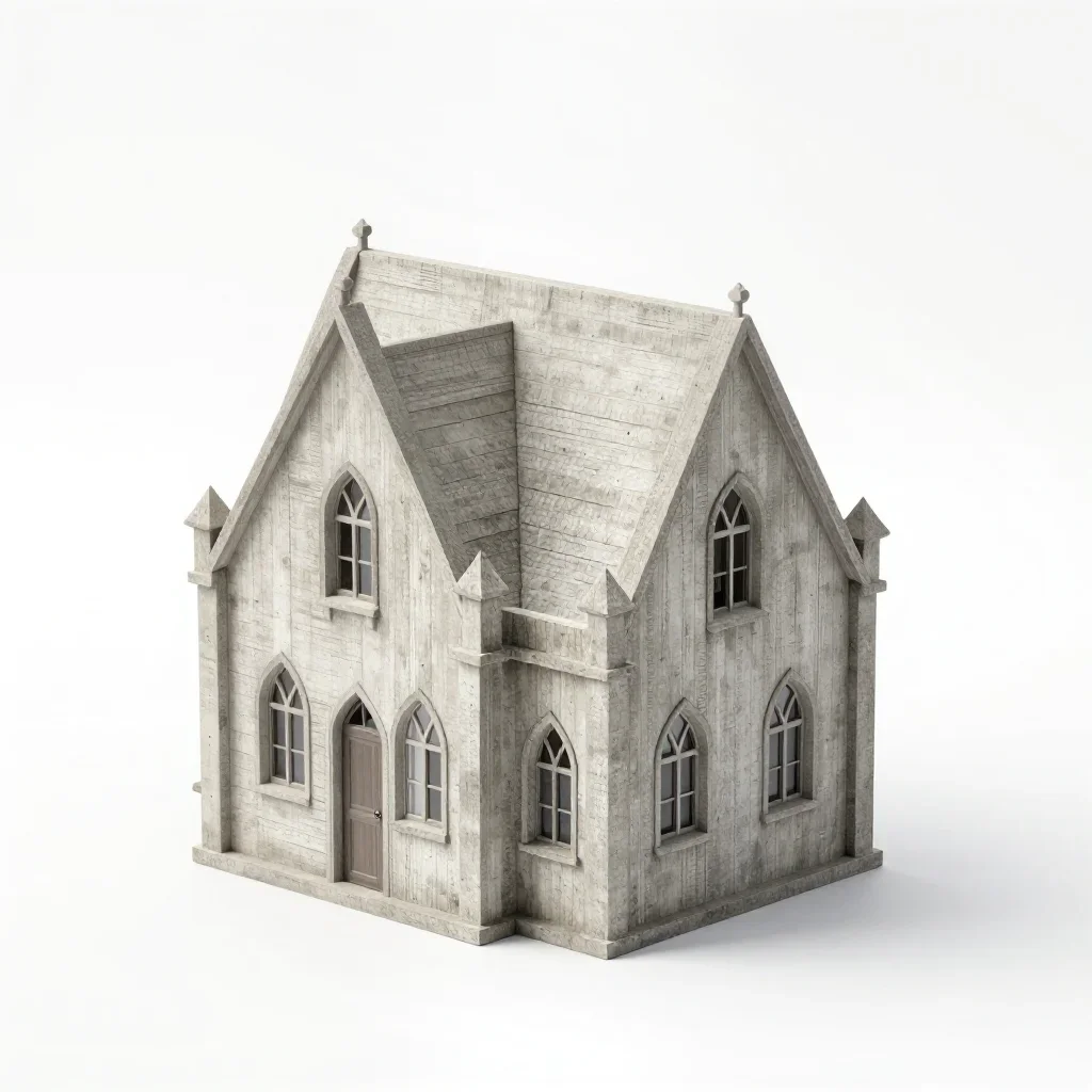 Gothic revival small house isolated on a white background