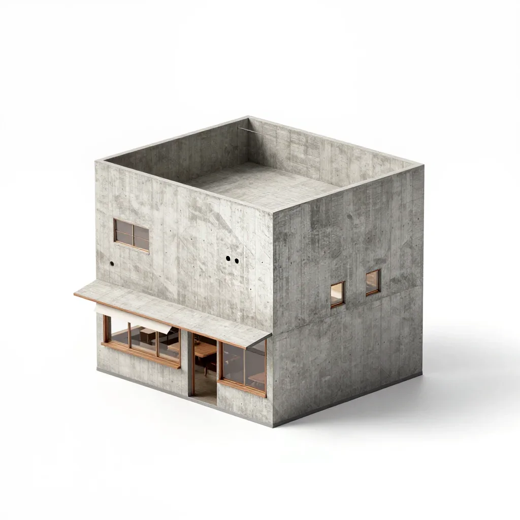 Japanese cafe building isolated on a white background