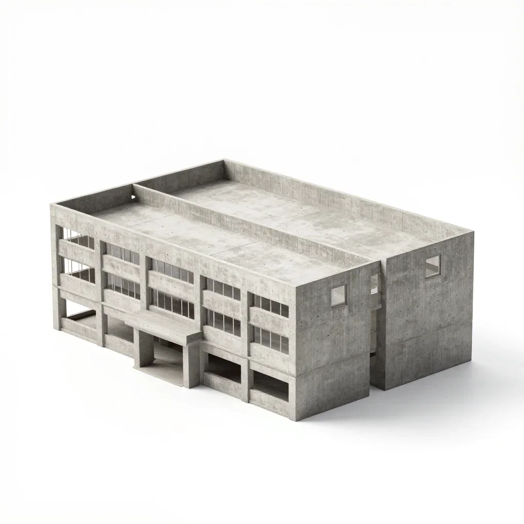 Japanese school building isolated on a white background