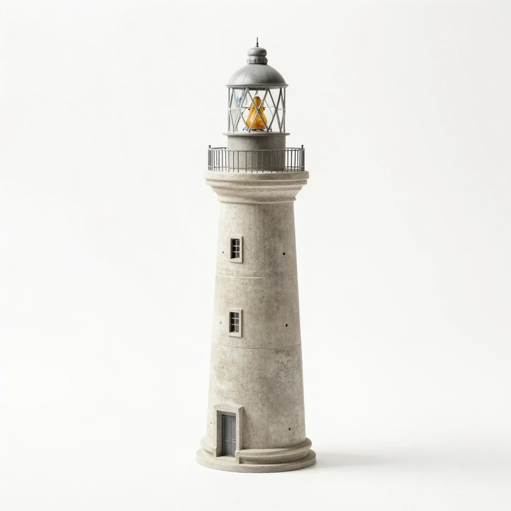 Mediterranean lighthouse isolated on a white background