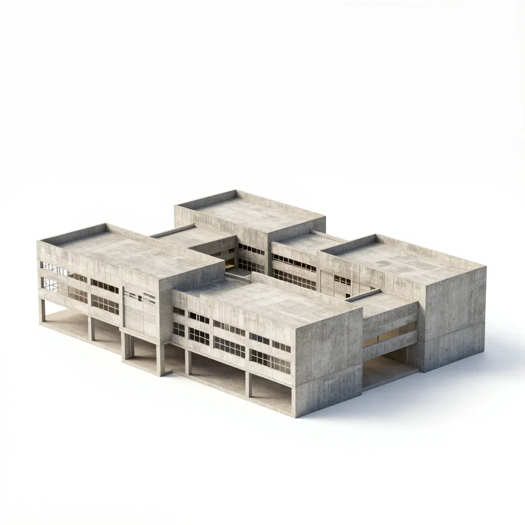 Mediterranean school building isolated on a white background