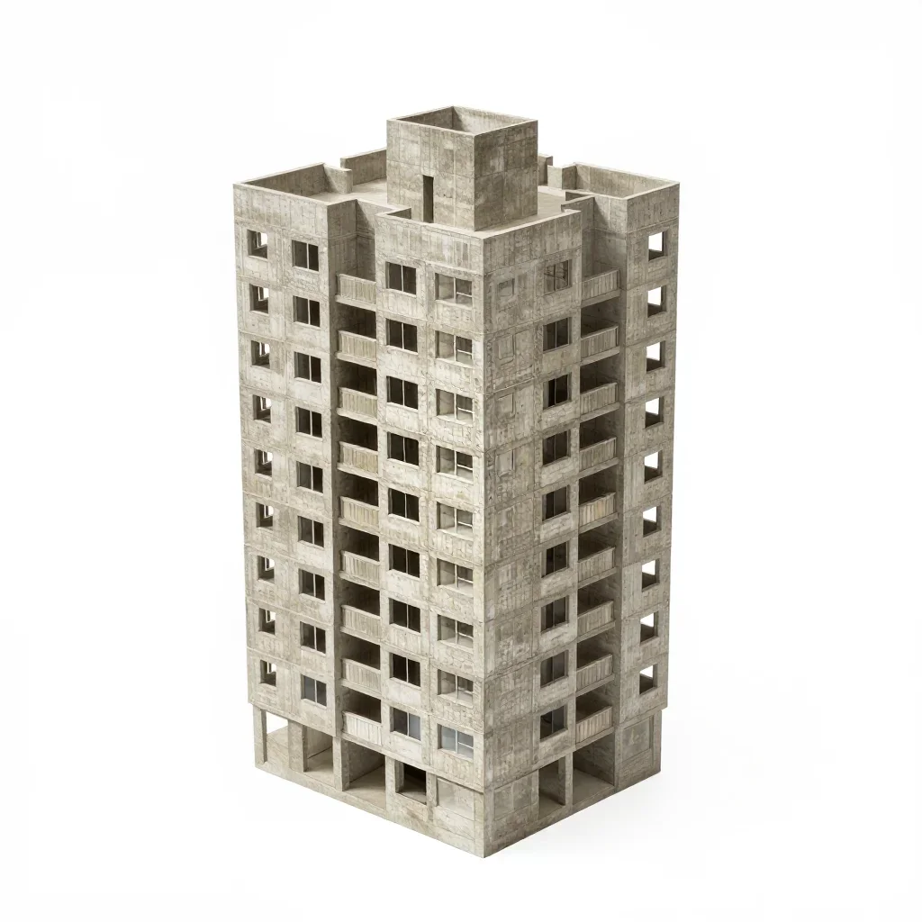 Mediterranean tower block isolated on a white background