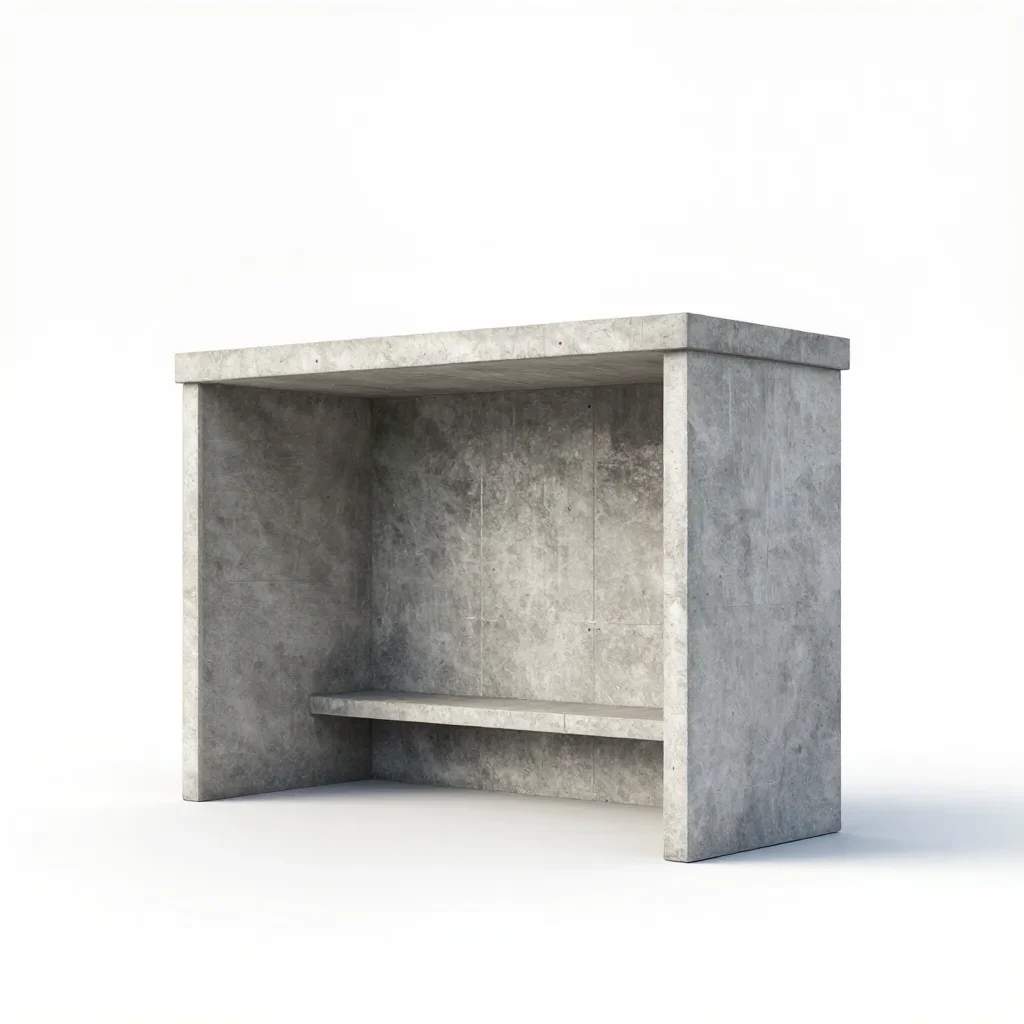 Modernist bus shelter isolated on a white background