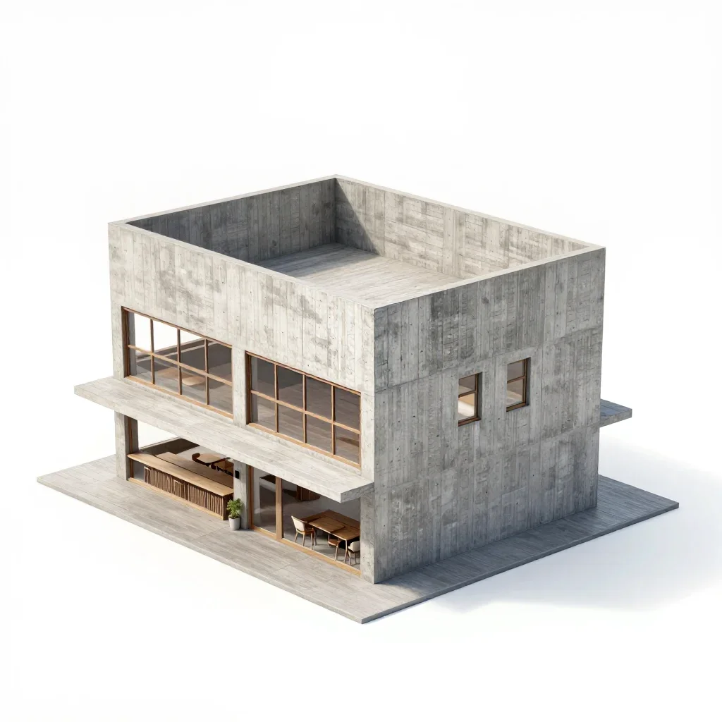 Modernist cafe building isolated on a white background