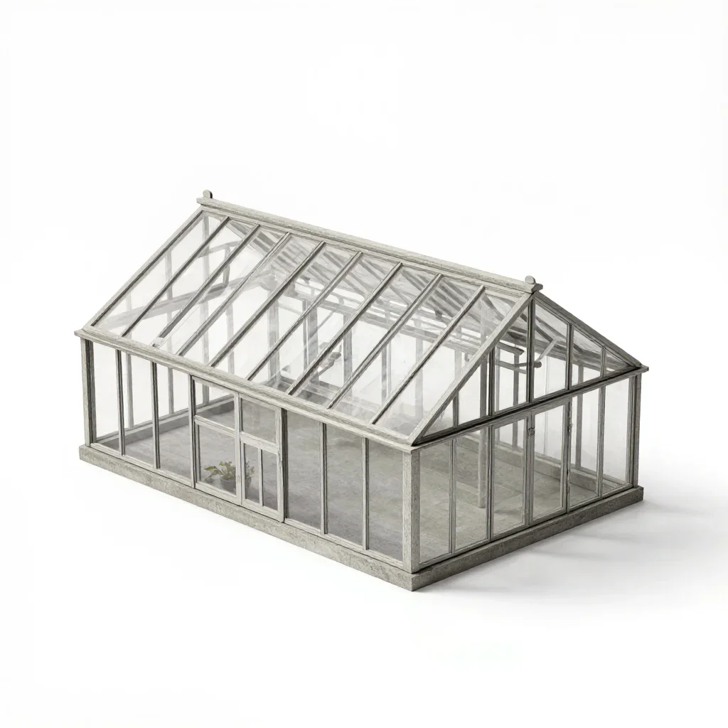 Modernist greenhouse isolated on a white background