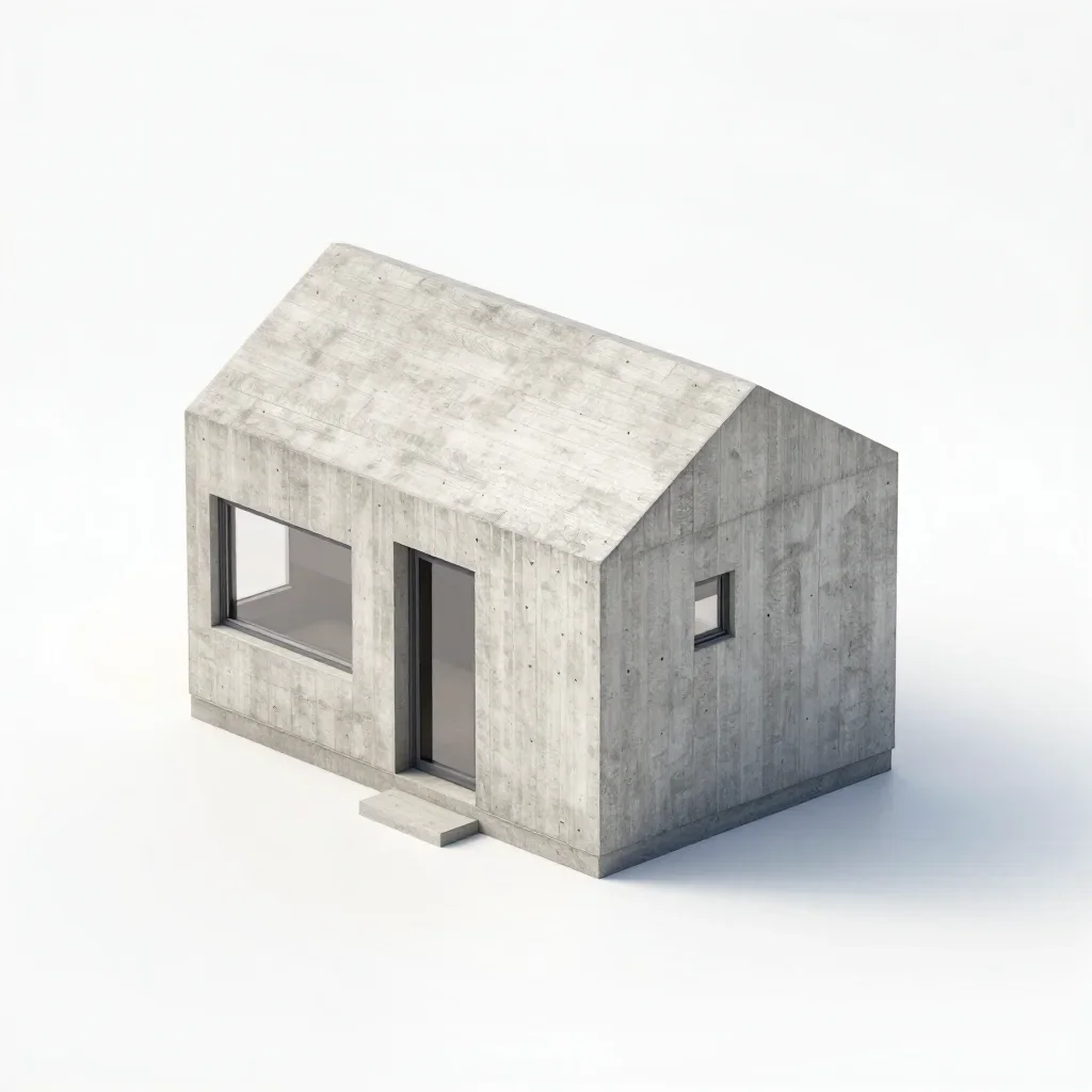 Modernist small house isolated on a white background