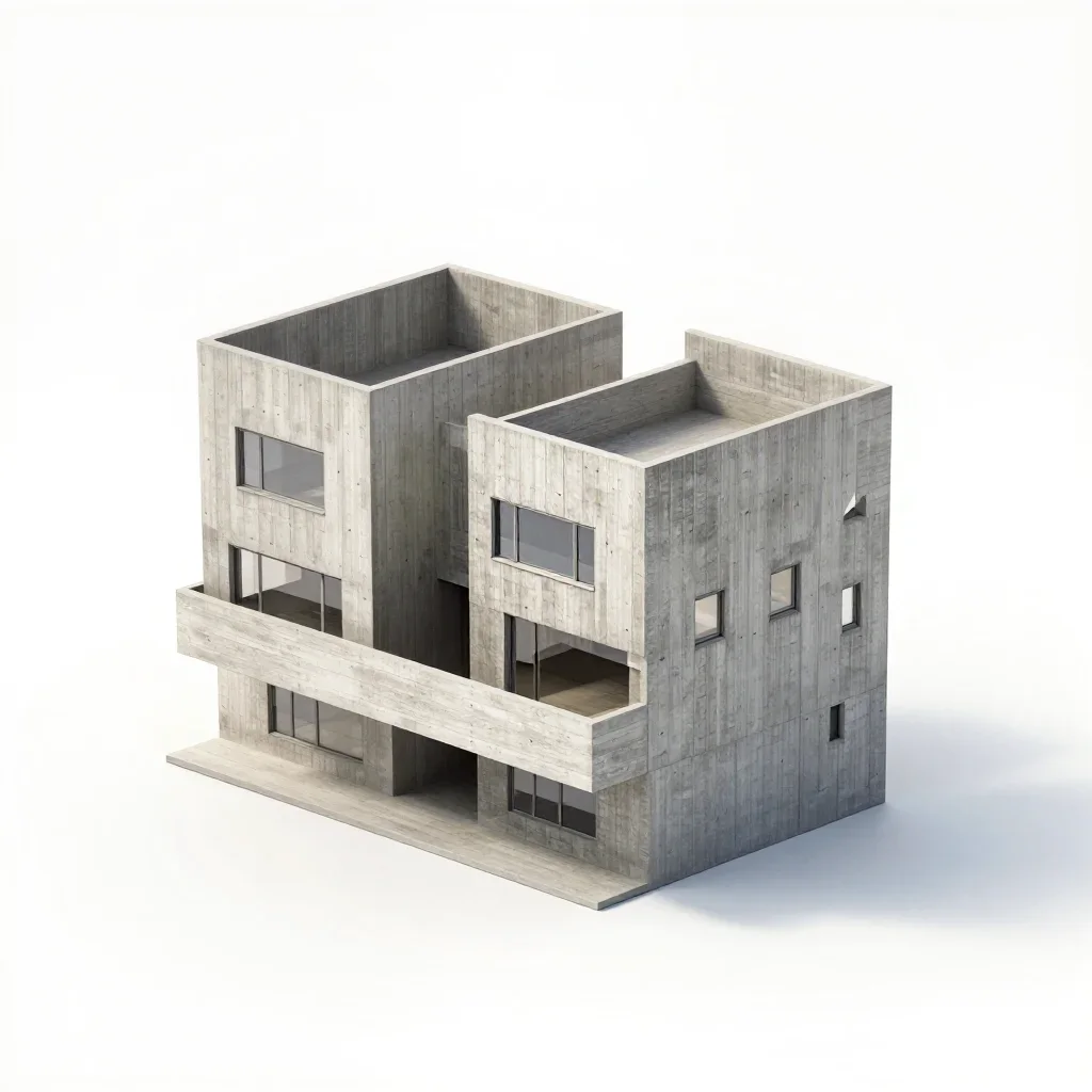 Modernist townhouse isolated on a white background
