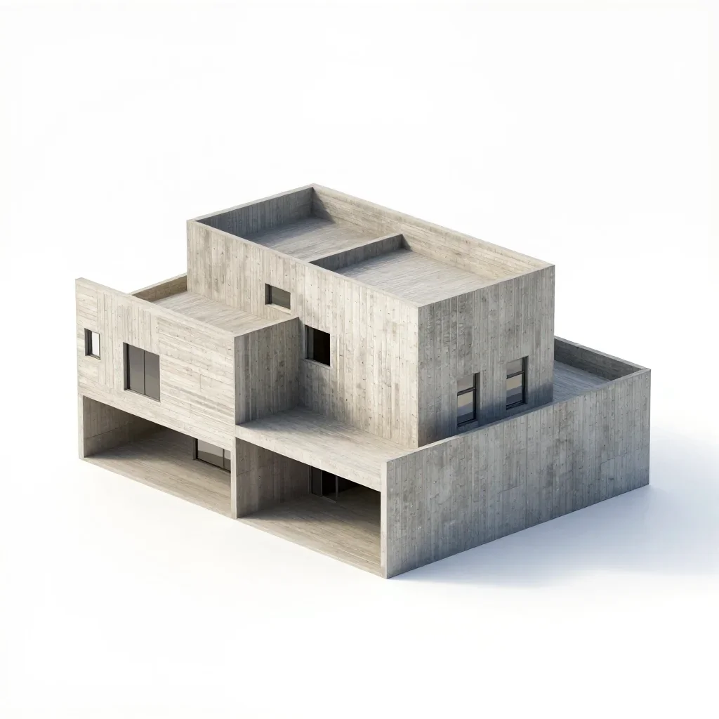 Modernist villa isolated on a white background