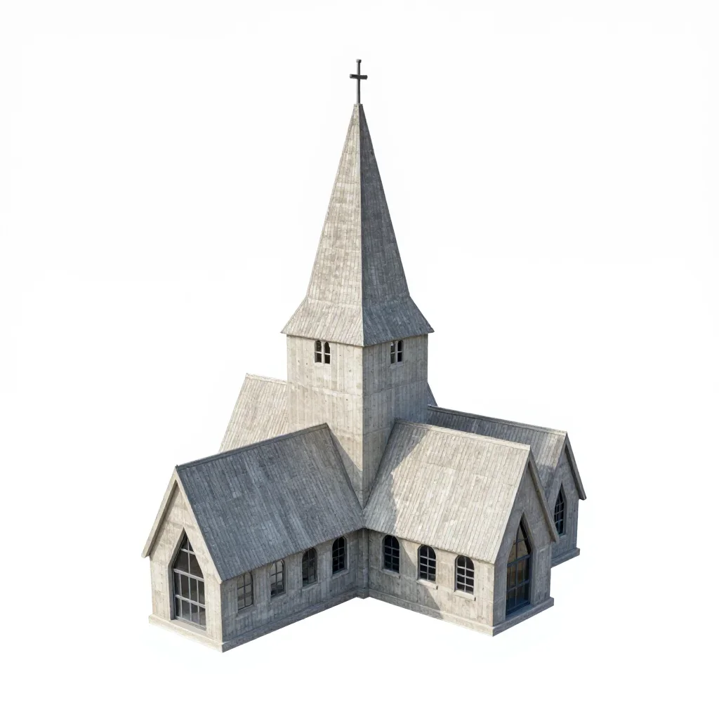 Scandinavian church isolated on a white background