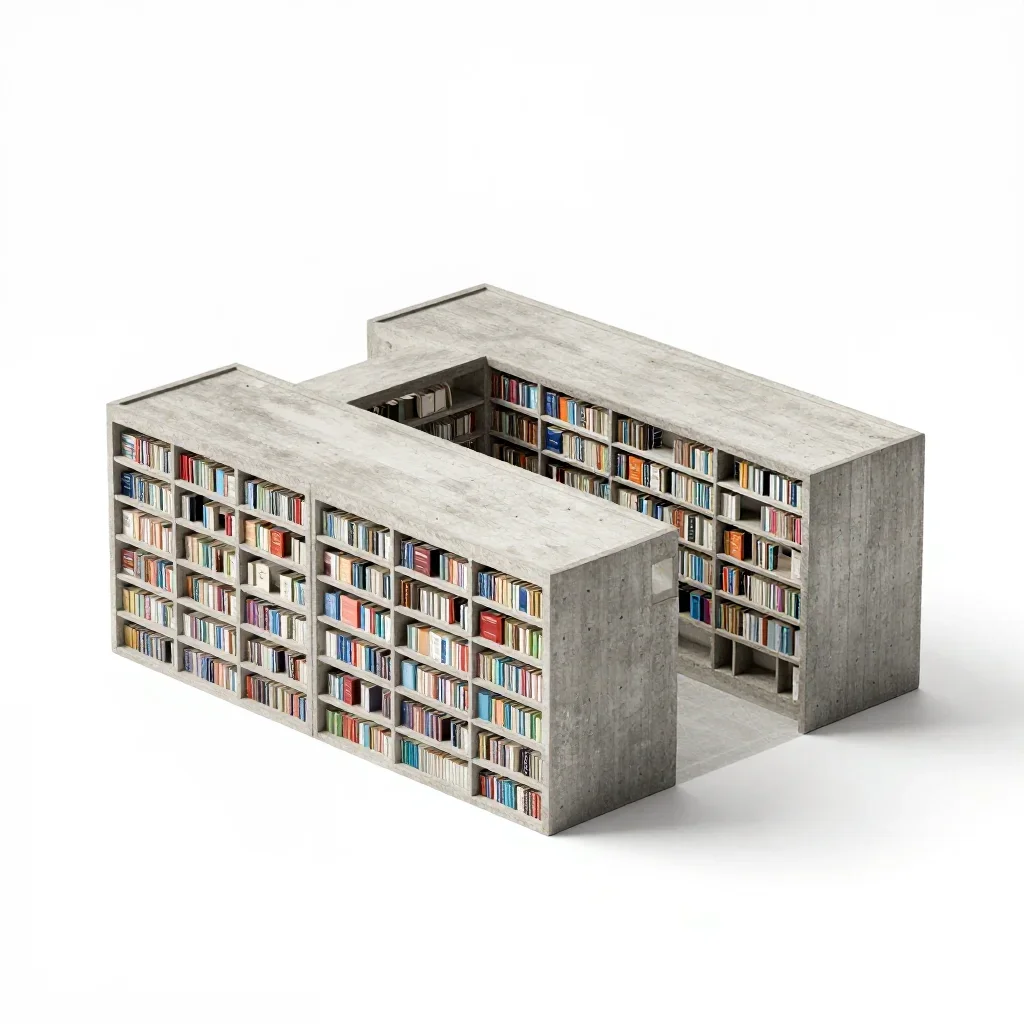 Scandinavian library isolated on a white background