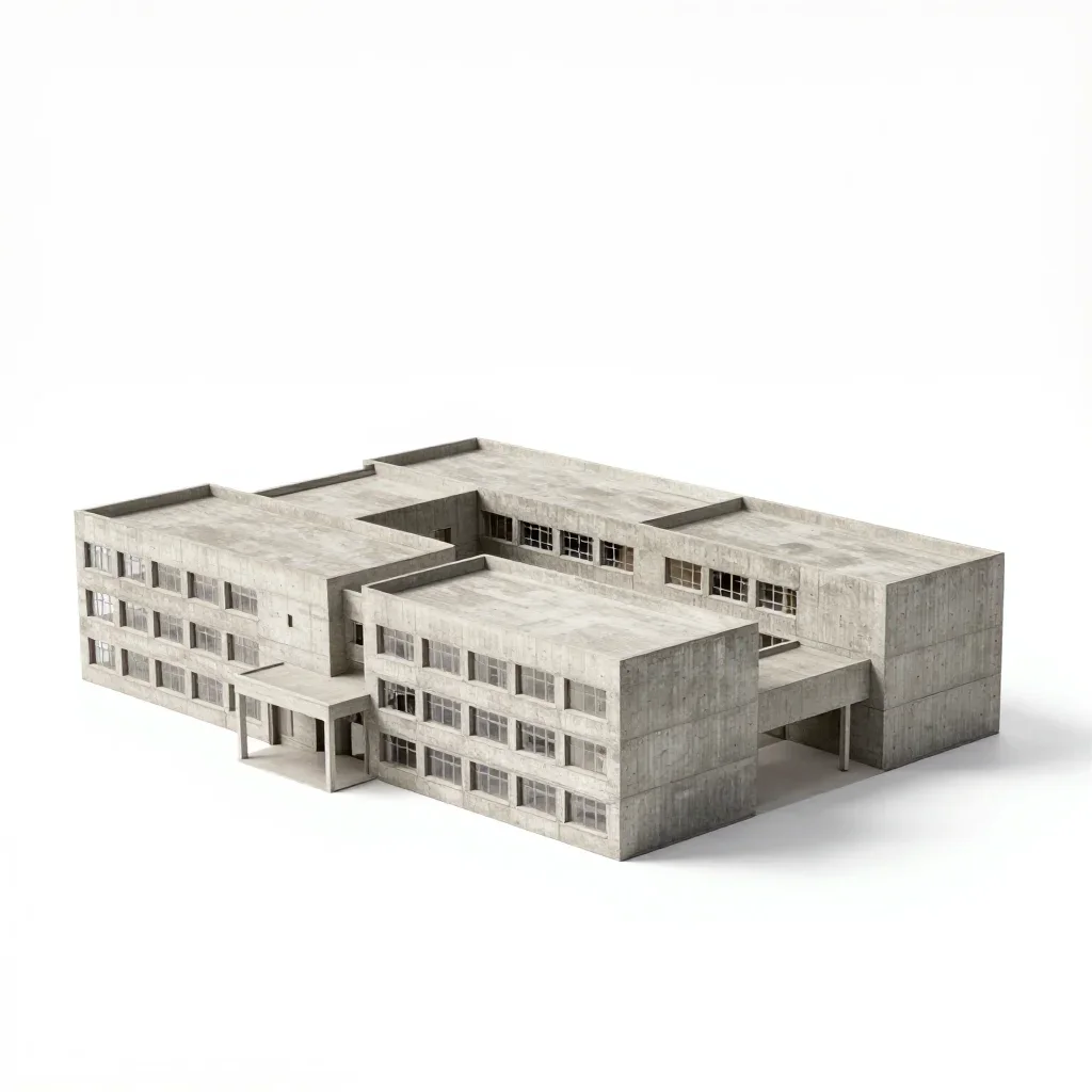 Scandinavian school building isolated on a white background