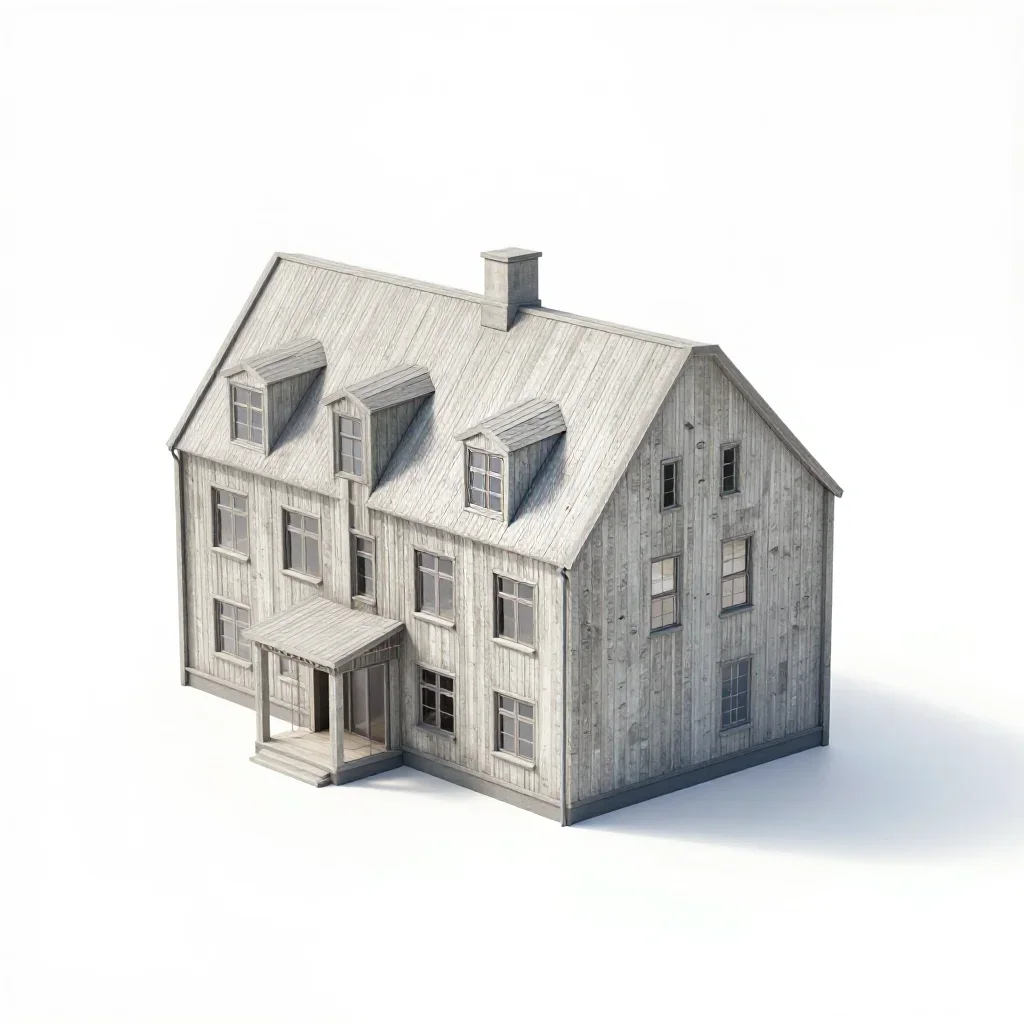 Scandinavian townhouse isolated on a white background