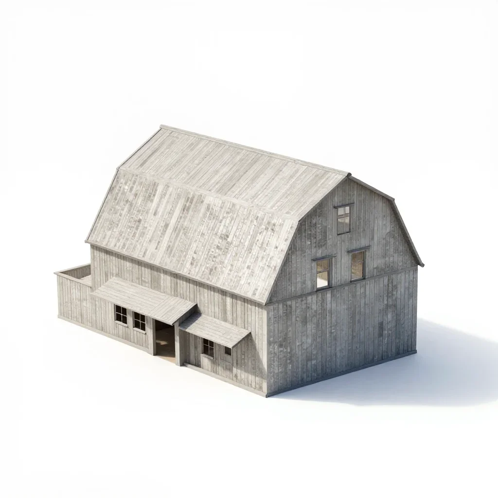 Sustainable barn isolated on a white background