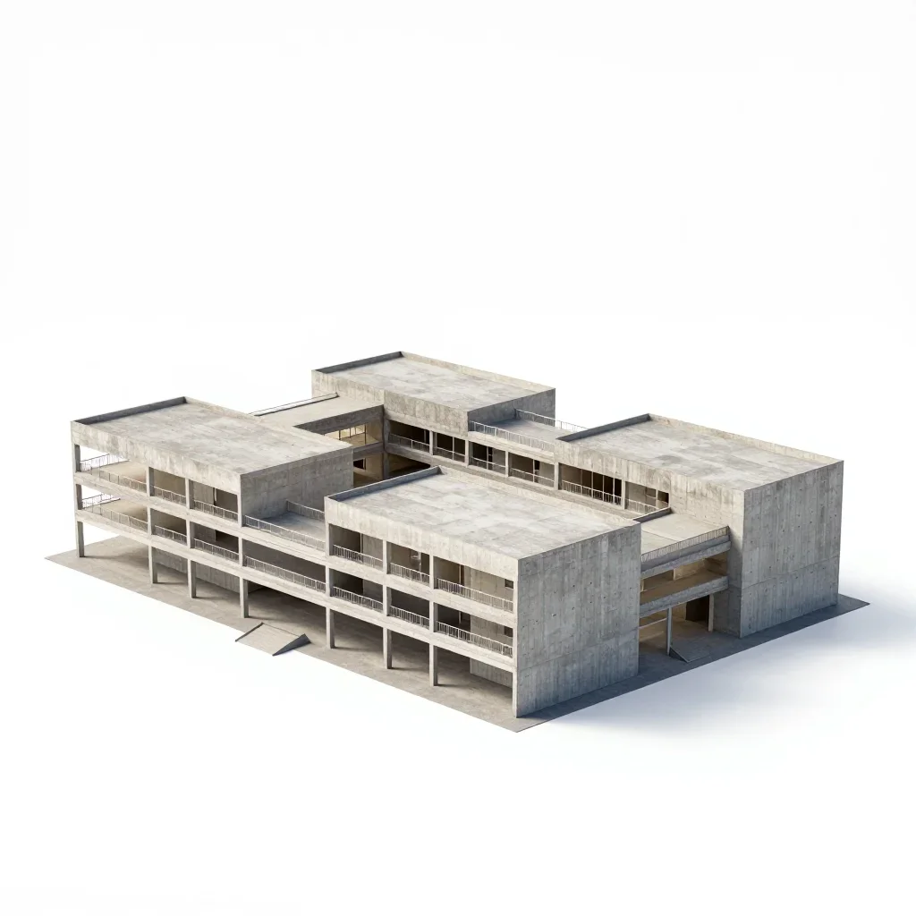 Sustainable school building isolated on a white background
