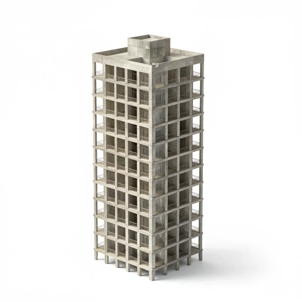 Sustainable tower block isolated on a white background