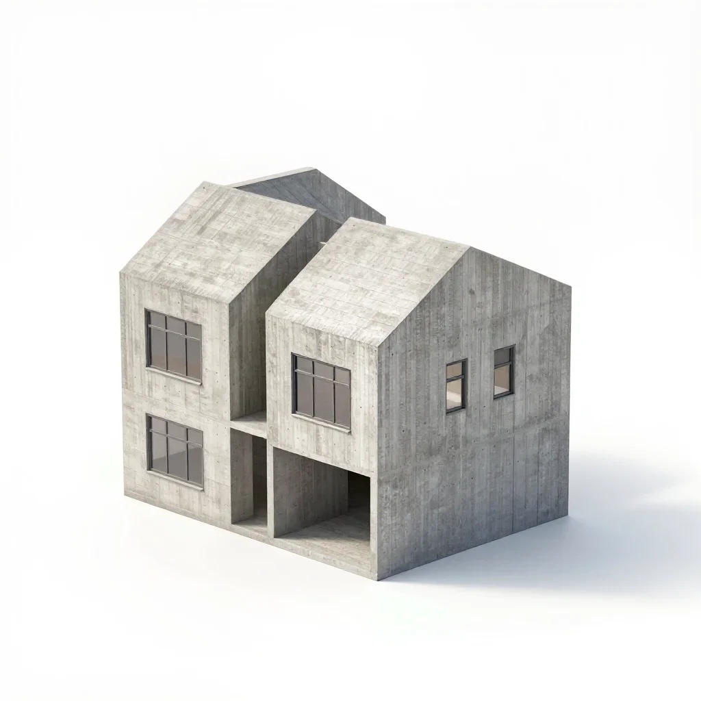 Sustainable townhouse isolated on a white background