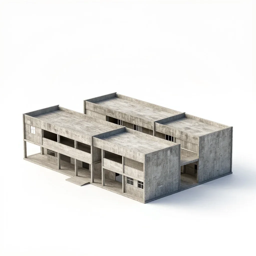 Vernacular school building isolated on a white background