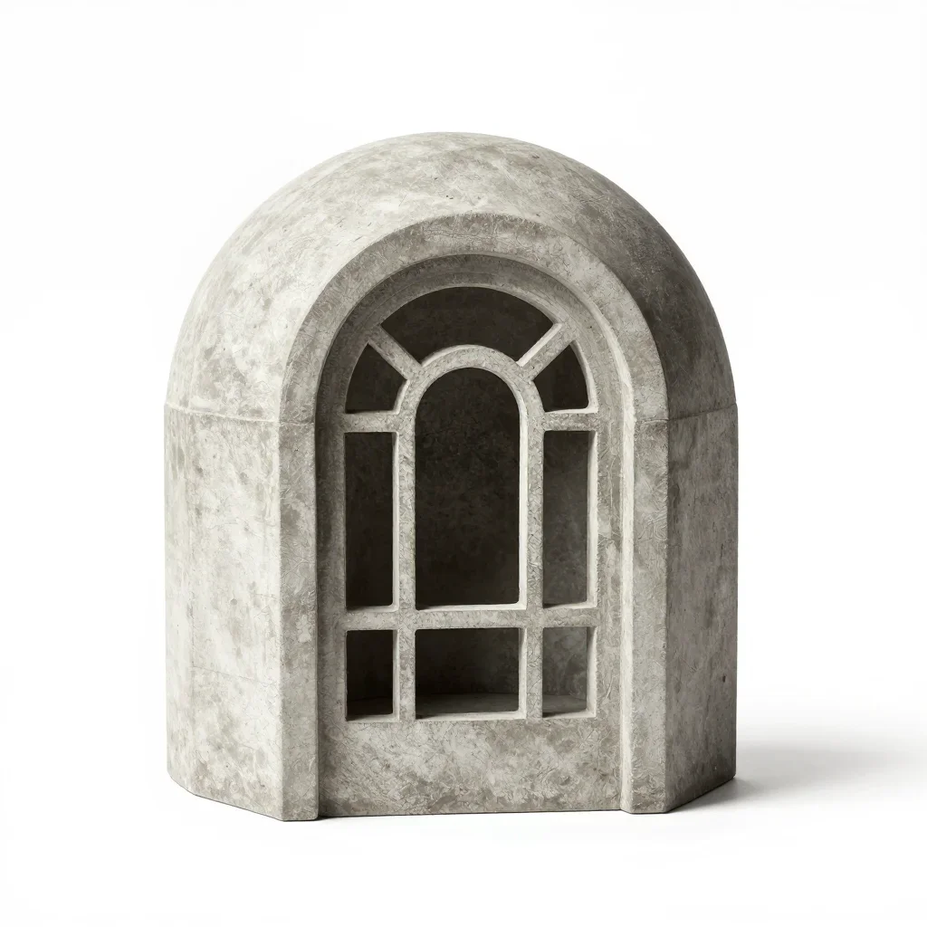 Art Nouveau arched window isolated on a white background