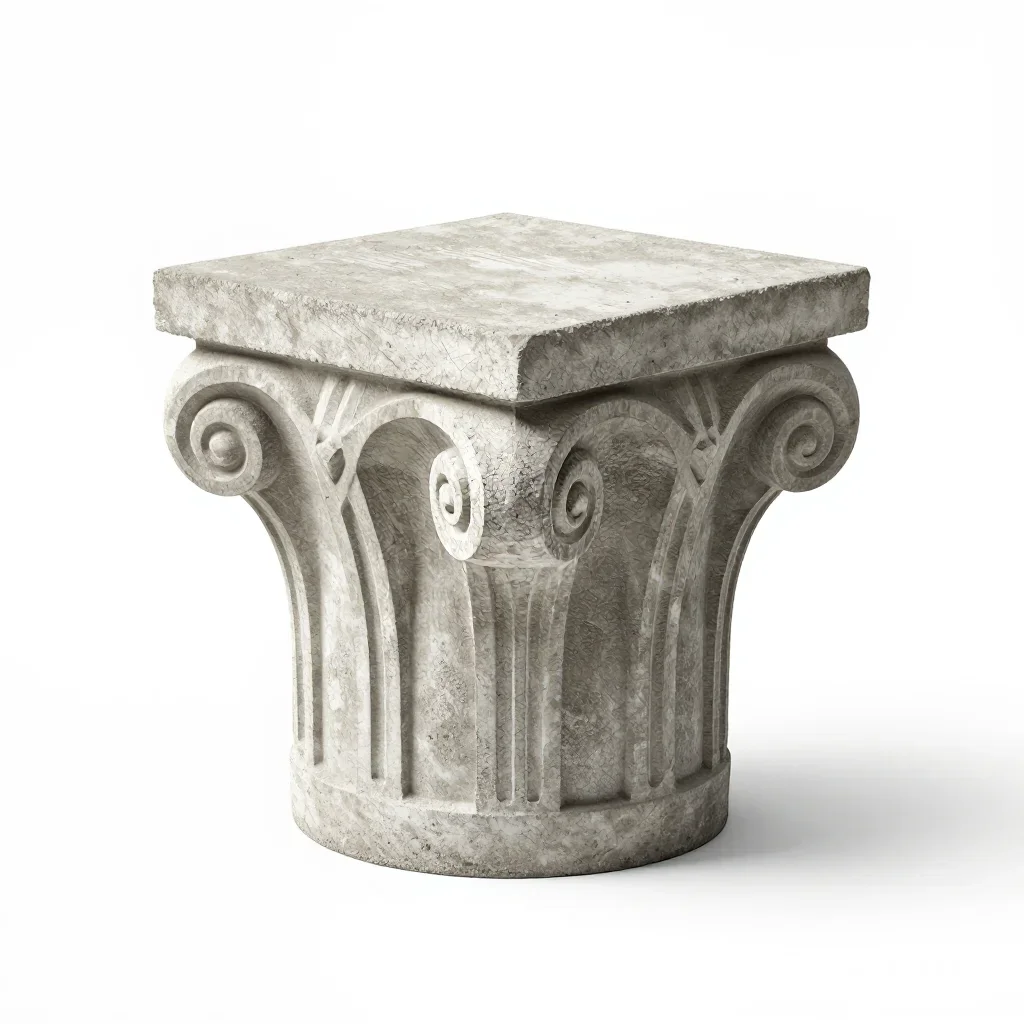 Art Nouveau column capital isolated on a white background