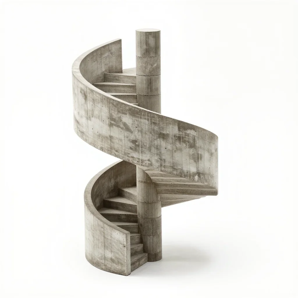 Art Nouveau spiral staircase isolated on a white background