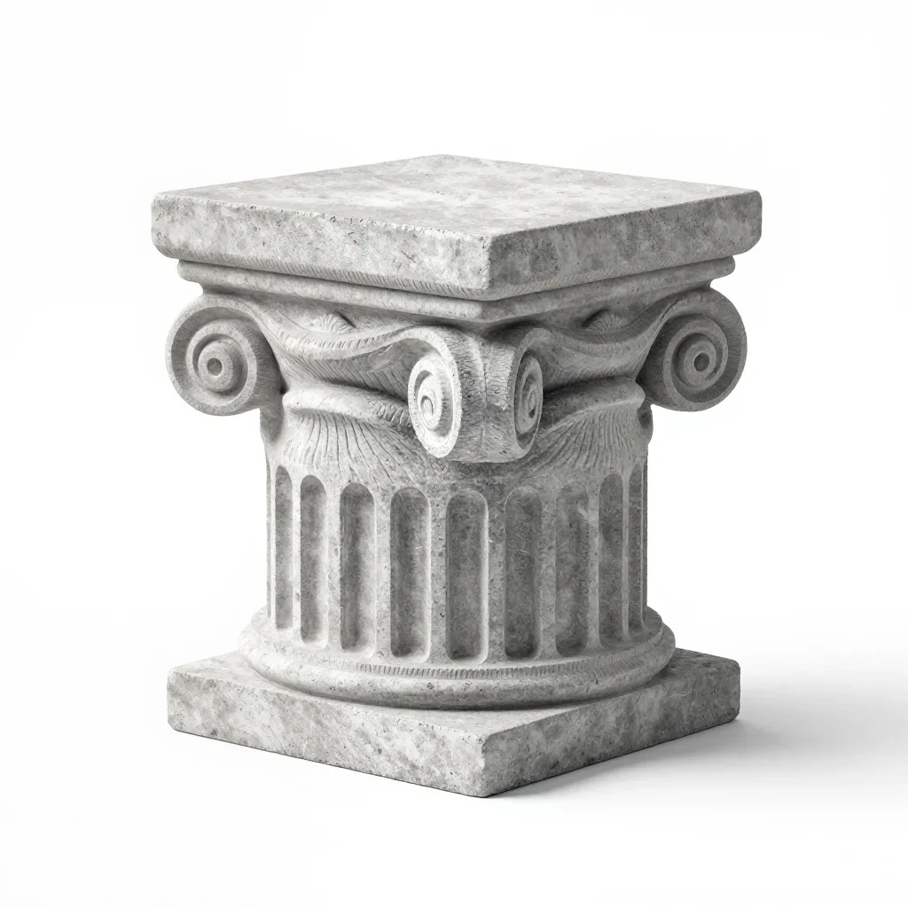 Classical column capital isolated on a white background