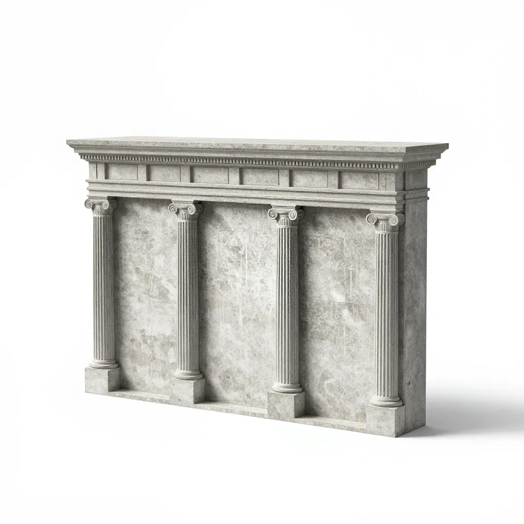Classical facade panel isolated on a white background
