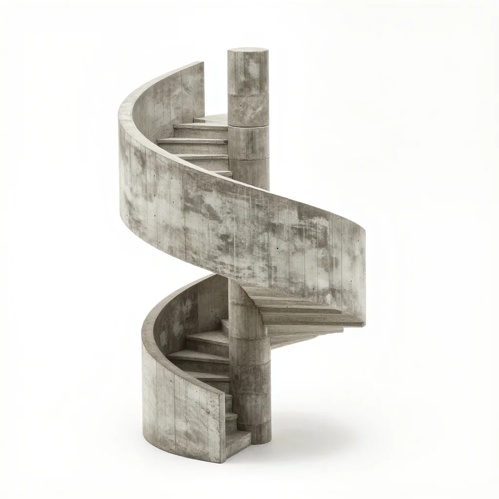 Classical spiral staircase isolated on a white background