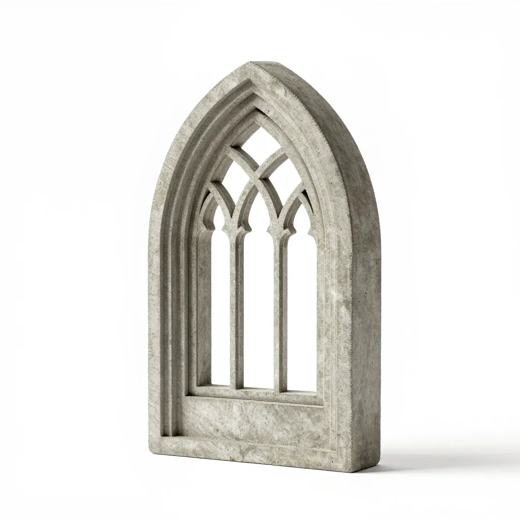 Gothic arched window isolated on a white background