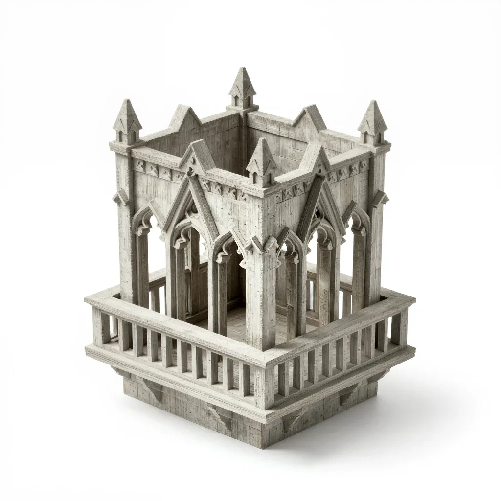 Gothic balcony isolated on a white background