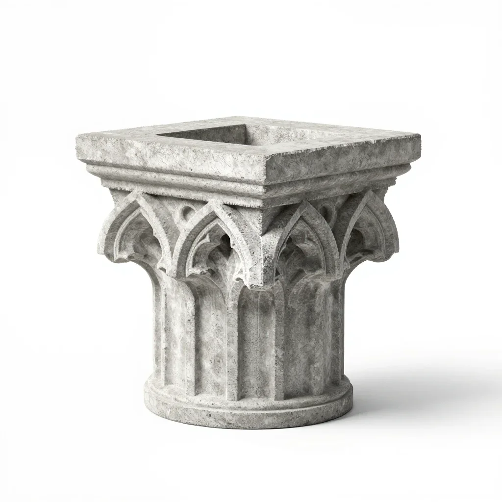 Gothic column capital isolated on a white background