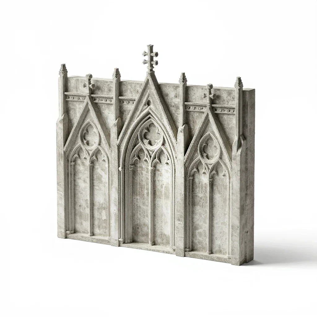 Gothic facade panel isolated on a white background