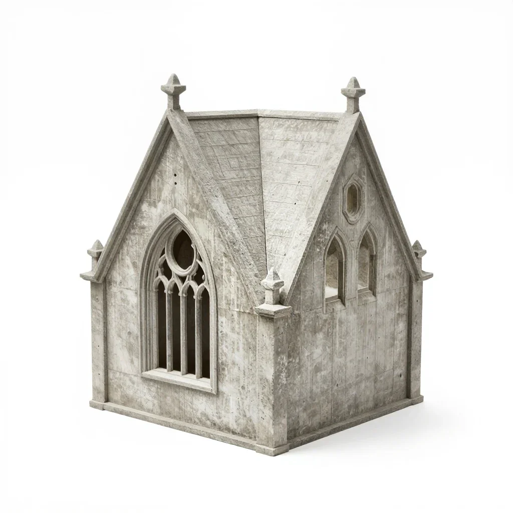 Gothic gable end isolated on a white background