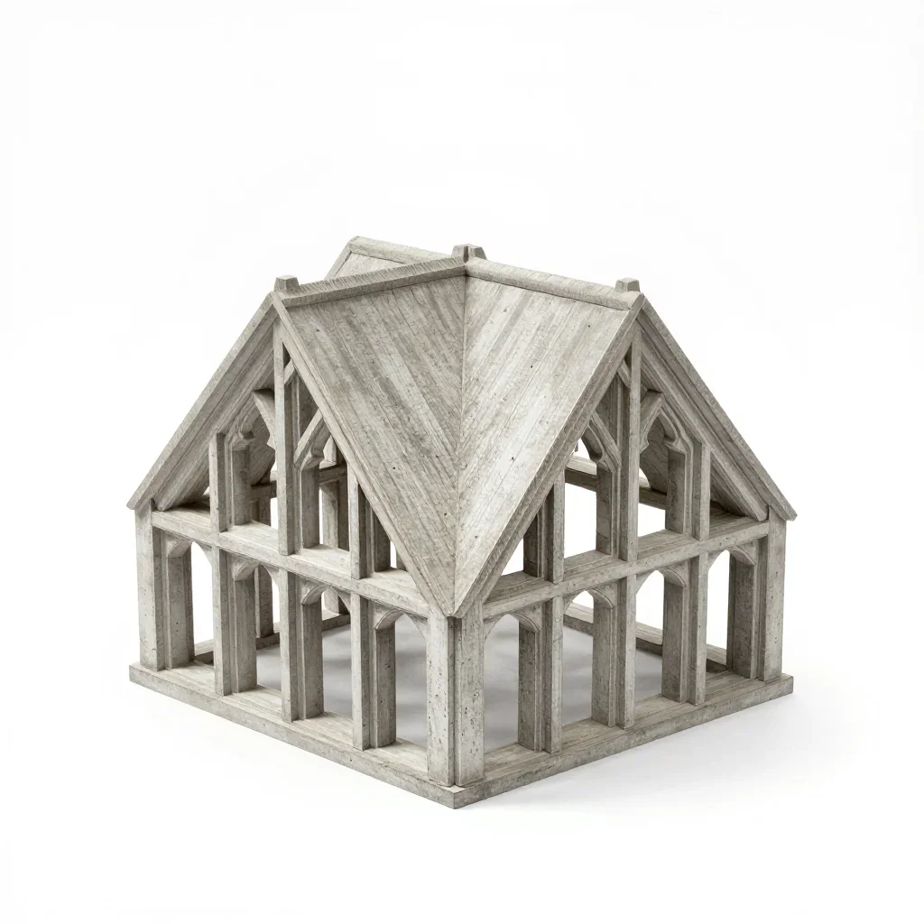 Gothic roof truss isolated on a white background